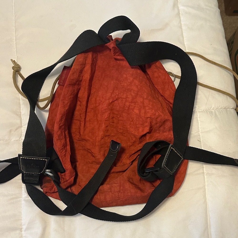 Kipling Rust-Red Canvas Drawstring Mini Backpack - Picture 2 of 2